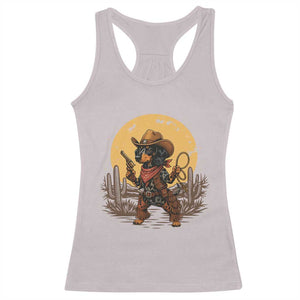 Funny Dachshund Cowboy Racerback Tank Top Western Wiener Dog TS12 Ice Gray Print Your Wear