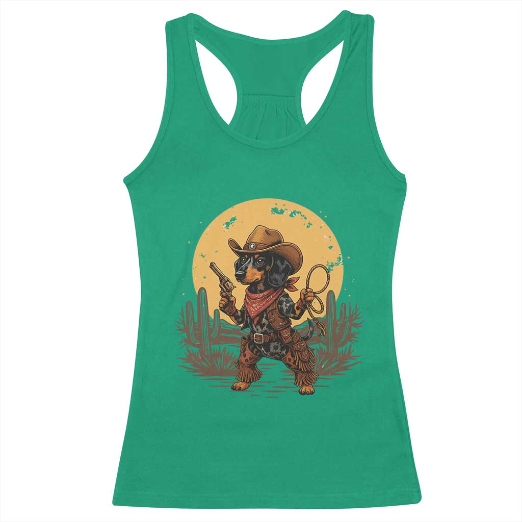 Funny Dachshund Cowboy Racerback Tank Top Western Wiener Dog TS12 Irish Green Print Your Wear
