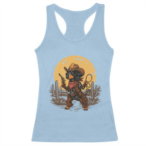 Funny Dachshund Cowboy Racerback Tank Top Western Wiener Dog TS12 Light Blue Print Your Wear
