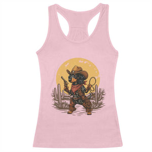 Funny Dachshund Cowboy Racerback Tank Top Western Wiener Dog TS12 Light Pink Print Your Wear