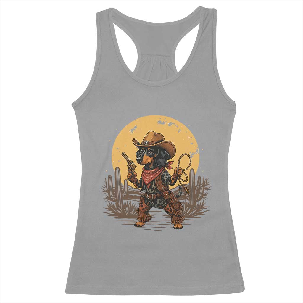 Funny Dachshund Cowboy Racerback Tank Top Western Wiener Dog TS12 Sport Gray Print Your Wear