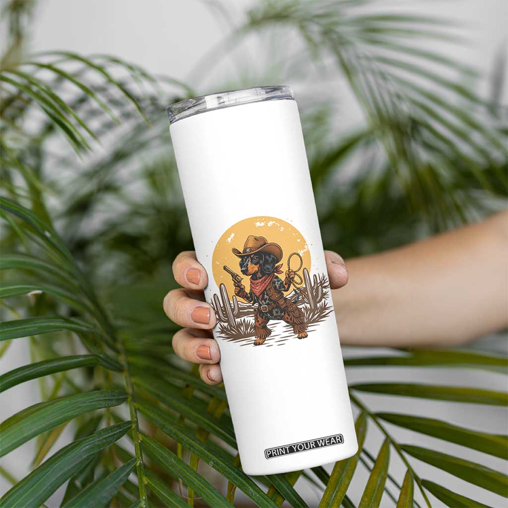 Funny Dachshund Cowboy Skinny Tumbler Western Wiener Dog TS12 Print Your Wear