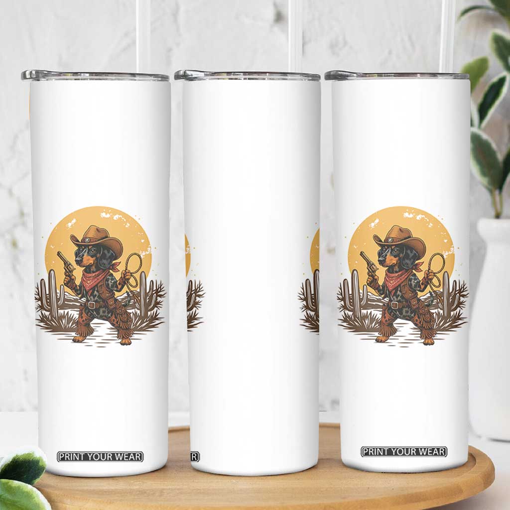 Funny Dachshund Cowboy Skinny Tumbler Western Wiener Dog TS12 Print Your Wear