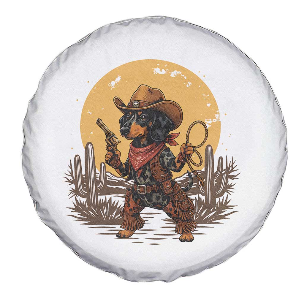 Funny Dachshund Cowboy Spare Tire Cover Western Wiener Dog TS12 Print Your Wear