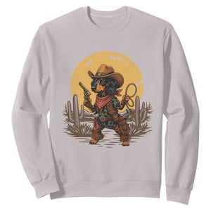 Funny Dachshund Cowboy Sweatshirt Western Wiener Dog TS12 Ice Gray Print Your Wear