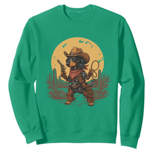 Funny Dachshund Cowboy Sweatshirt Western Wiener Dog TS12 Irish Green Print Your Wear