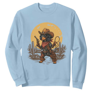 Funny Dachshund Cowboy Sweatshirt Western Wiener Dog TS12 Light Blue Print Your Wear