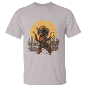 Funny Dachshund Cowboy T Shirt Western Wiener Dog TS12 Ice Gray Print Your Wear