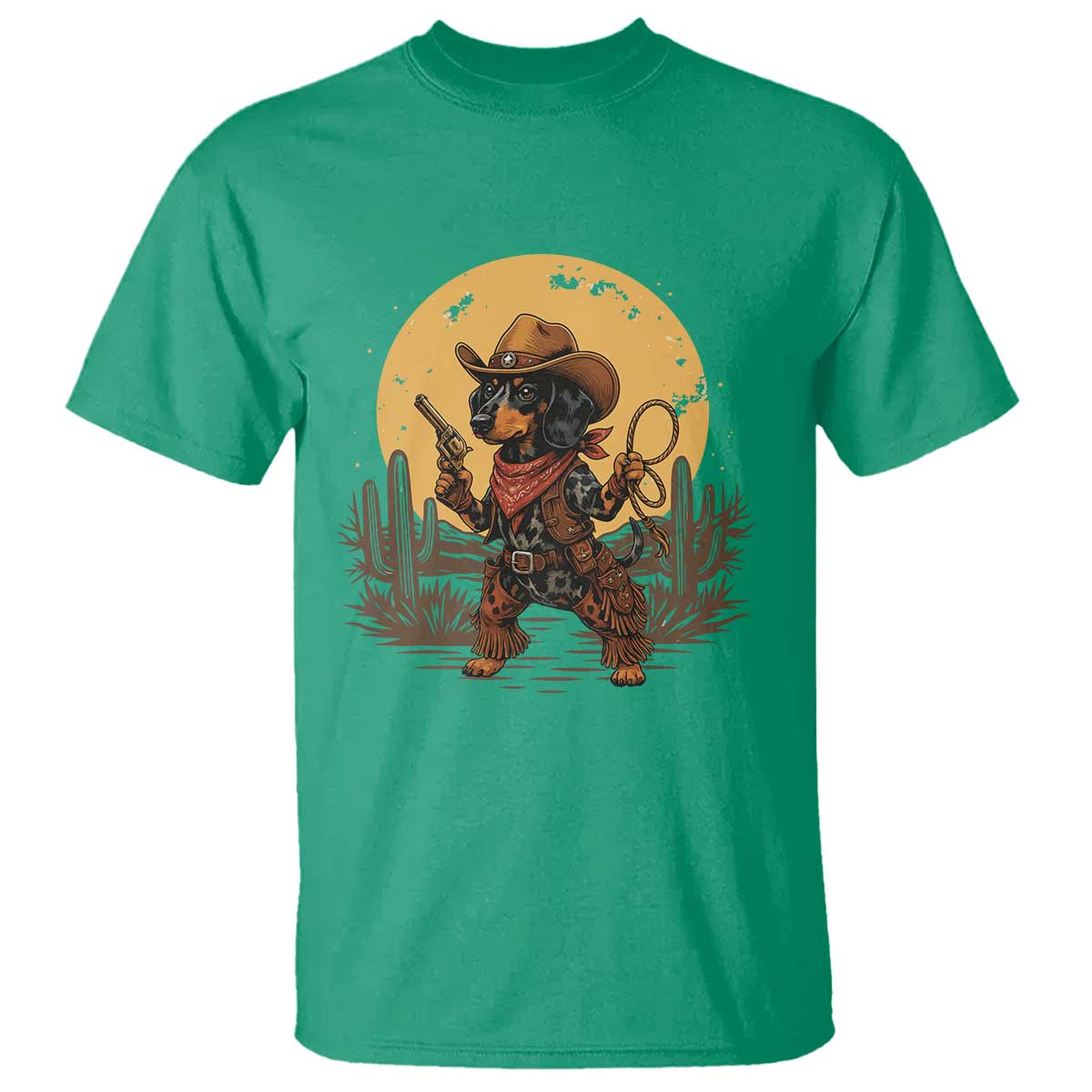 Funny Dachshund Cowboy T Shirt Western Wiener Dog TS12 Irish Green Print Your Wear
