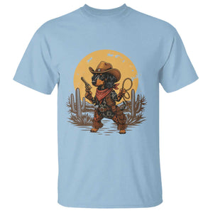 Funny Dachshund Cowboy T Shirt Western Wiener Dog TS12 Light Blue Print Your Wear