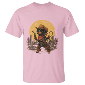 Funny Dachshund Cowboy T Shirt Western Wiener Dog TS12 Light Pink Print Your Wear