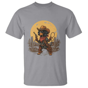Funny Dachshund Cowboy T Shirt Western Wiener Dog TS12 Sport Gray Print Your Wear