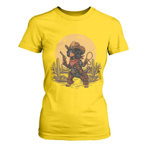 Funny Dachshund Cowboy T Shirt For Women Western Wiener Dog TS12 Daisy Print Your Wear