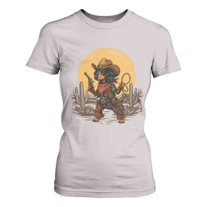 Funny Dachshund Cowboy T Shirt For Women Western Wiener Dog TS12 Ice Gray Print Your Wear