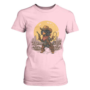 Funny Dachshund Cowboy T Shirt For Women Western Wiener Dog TS12 Light Pink Print Your Wear