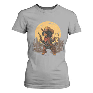 Funny Dachshund Cowboy T Shirt For Women Western Wiener Dog TS12 Sport Gray Print Your Wear