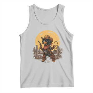 Funny Dachshund Cowboy Tank Top Western Wiener Dog TS12 Ash Print Your Wear