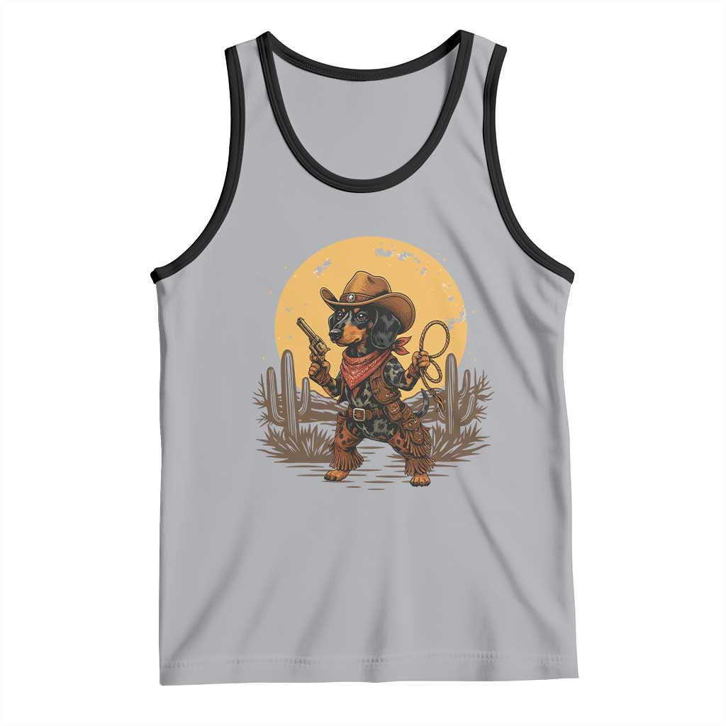 Funny Dachshund Cowboy Tank Top Western Wiener Dog TS12 Athletic Heather Black Print Your Wear