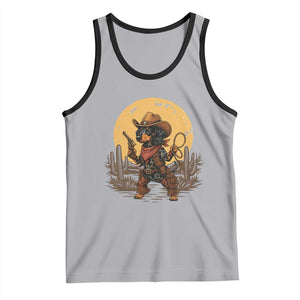 Funny Dachshund Cowboy Tank Top Western Wiener Dog TS12 Athletic Heather Black Print Your Wear