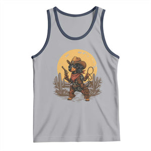 Funny Dachshund Cowboy Tank Top Western Wiener Dog TS12 Athletic Heather Navy Print Your Wear