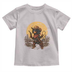 Funny Dachshund Cowboy Toddler T Shirt Western Wiener Dog TS12 Ice Gray Print Your Wear