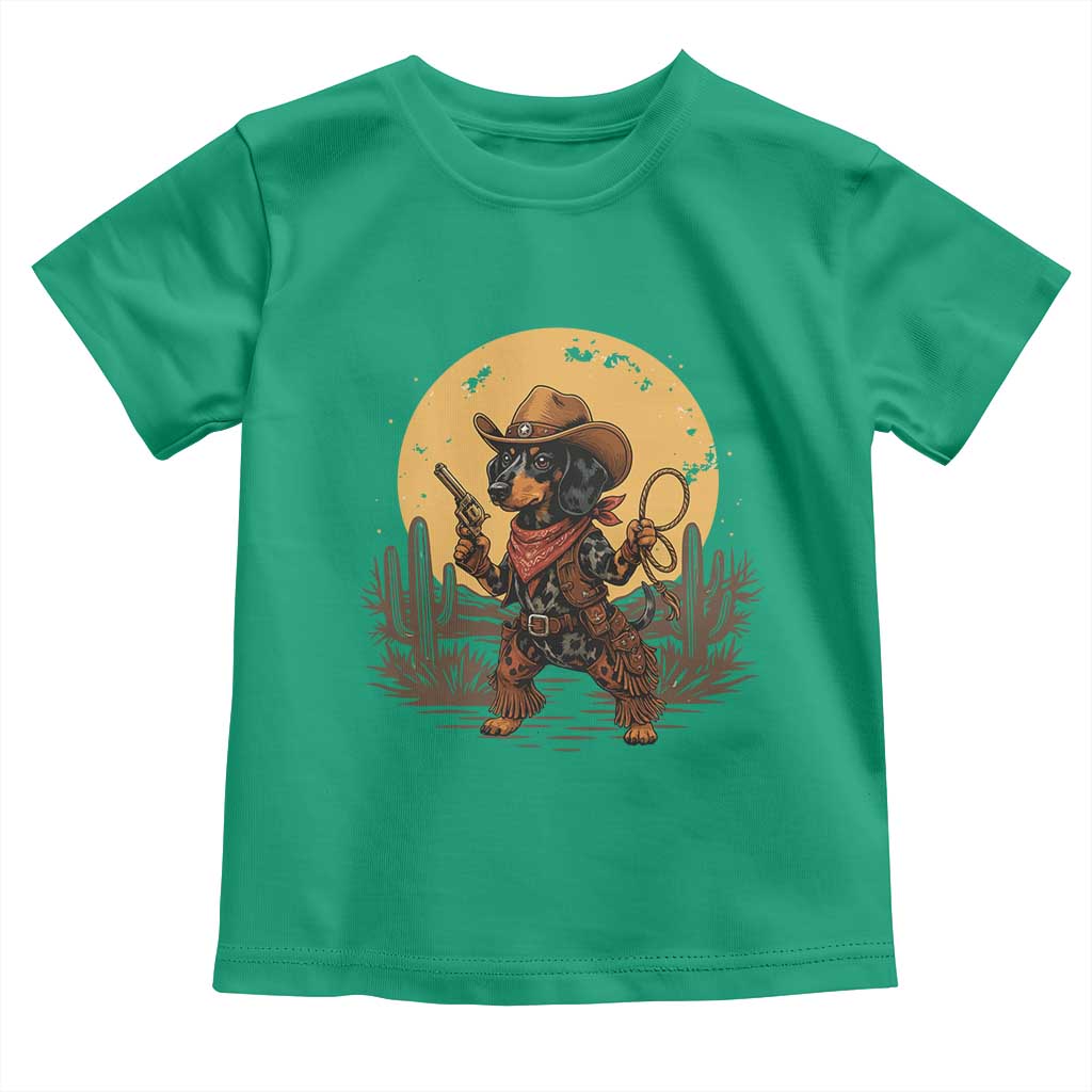 Funny Dachshund Cowboy Toddler T Shirt Western Wiener Dog TS12 Irish Green Print Your Wear