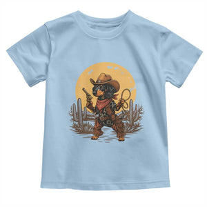 Funny Dachshund Cowboy Toddler T Shirt Western Wiener Dog TS12 Light Blue Print Your Wear