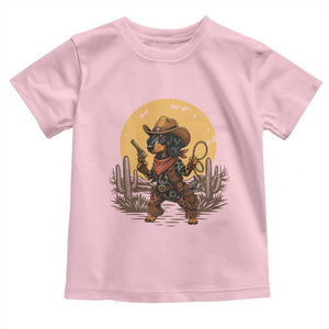 Funny Dachshund Cowboy Toddler T Shirt Western Wiener Dog TS12 Light Pink Print Your Wear