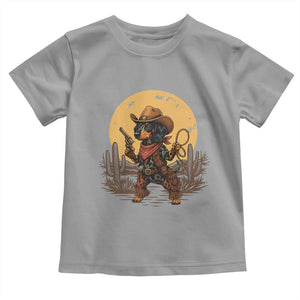 Funny Dachshund Cowboy Toddler T Shirt Western Wiener Dog TS12 Sport Gray Print Your Wear