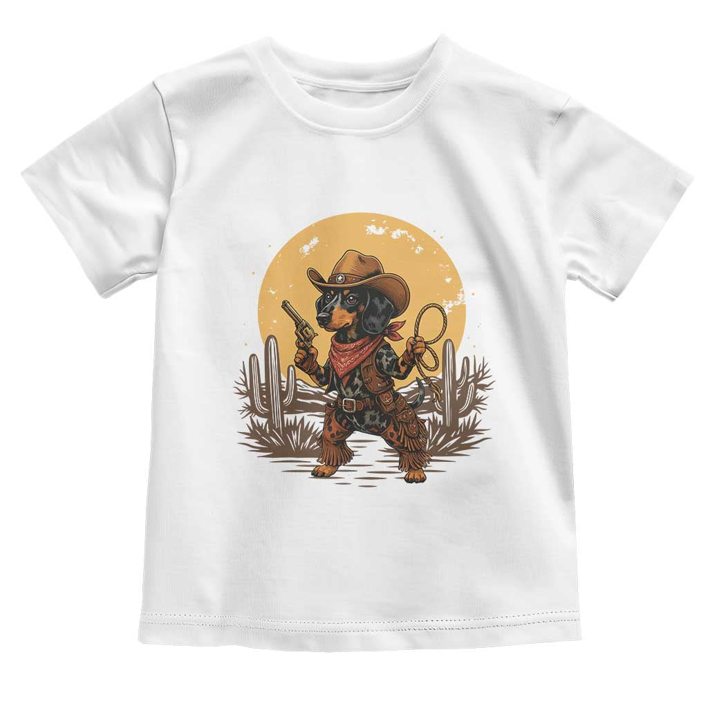Funny Dachshund Cowboy Toddler T Shirt Western Wiener Dog - Print Your Wear