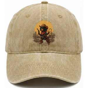 Funny Dachshund Cowboy Washed Cotton Baseball Cap Western Wiener Dog TS12 Print Your Wear
