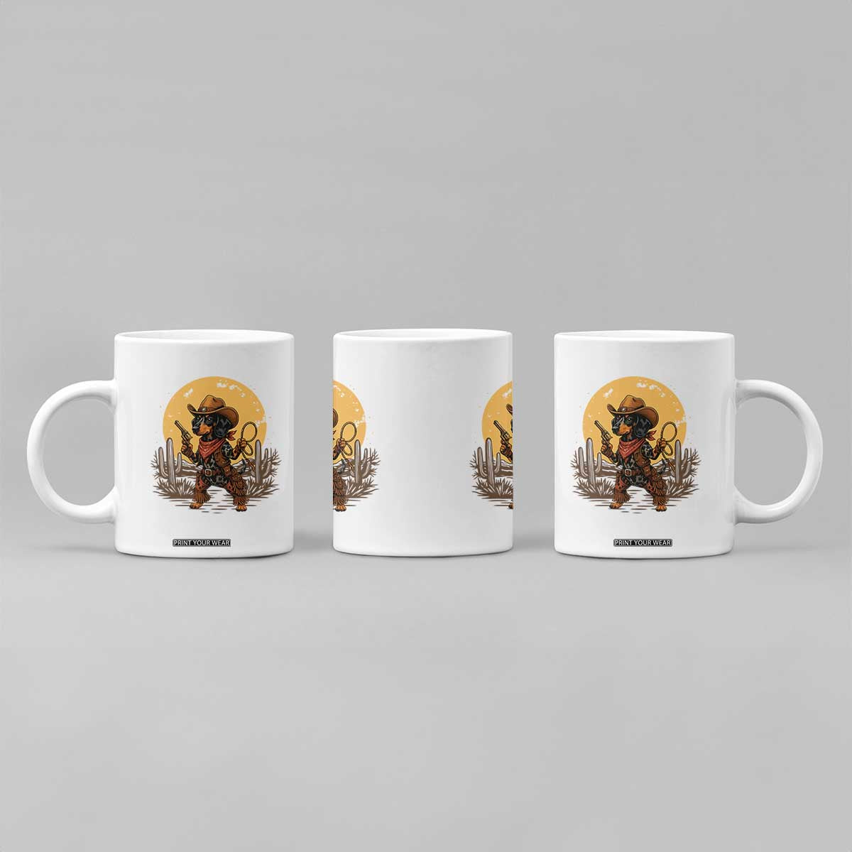 Funny Dachshund Cowboy Coffee Mug Western Wiener Dog TS12 Print Your Wear