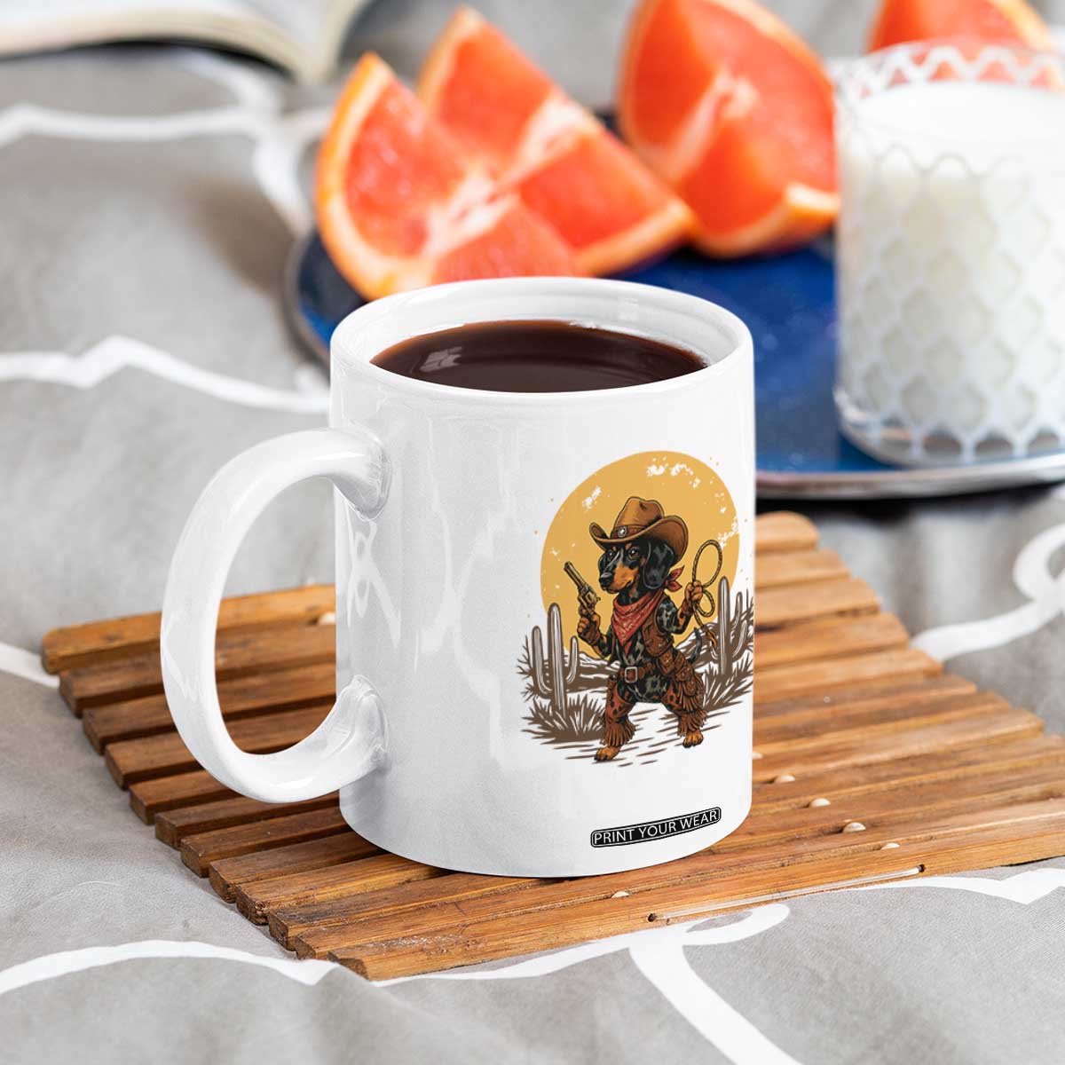Funny Dachshund Cowboy Coffee Mug Western Wiener Dog TS12 Print Your Wear