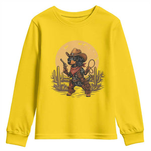 Funny Dachshund Cowboy Youth Sweatshirt Western Wiener Dog TS12 Daisy Print Your Wear