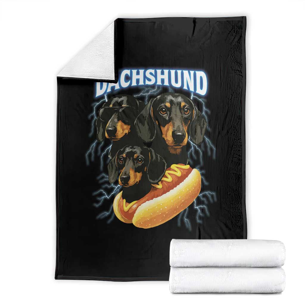 Dog Meme Throw Blanket Funny Dachshund Dog In A Hot Dog Costume TS12 Black Print Your Wear