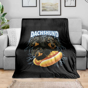 Dog Meme Throw Blanket Funny Dachshund Dog In A Hot Dog Costume TS12 Print Your Wear