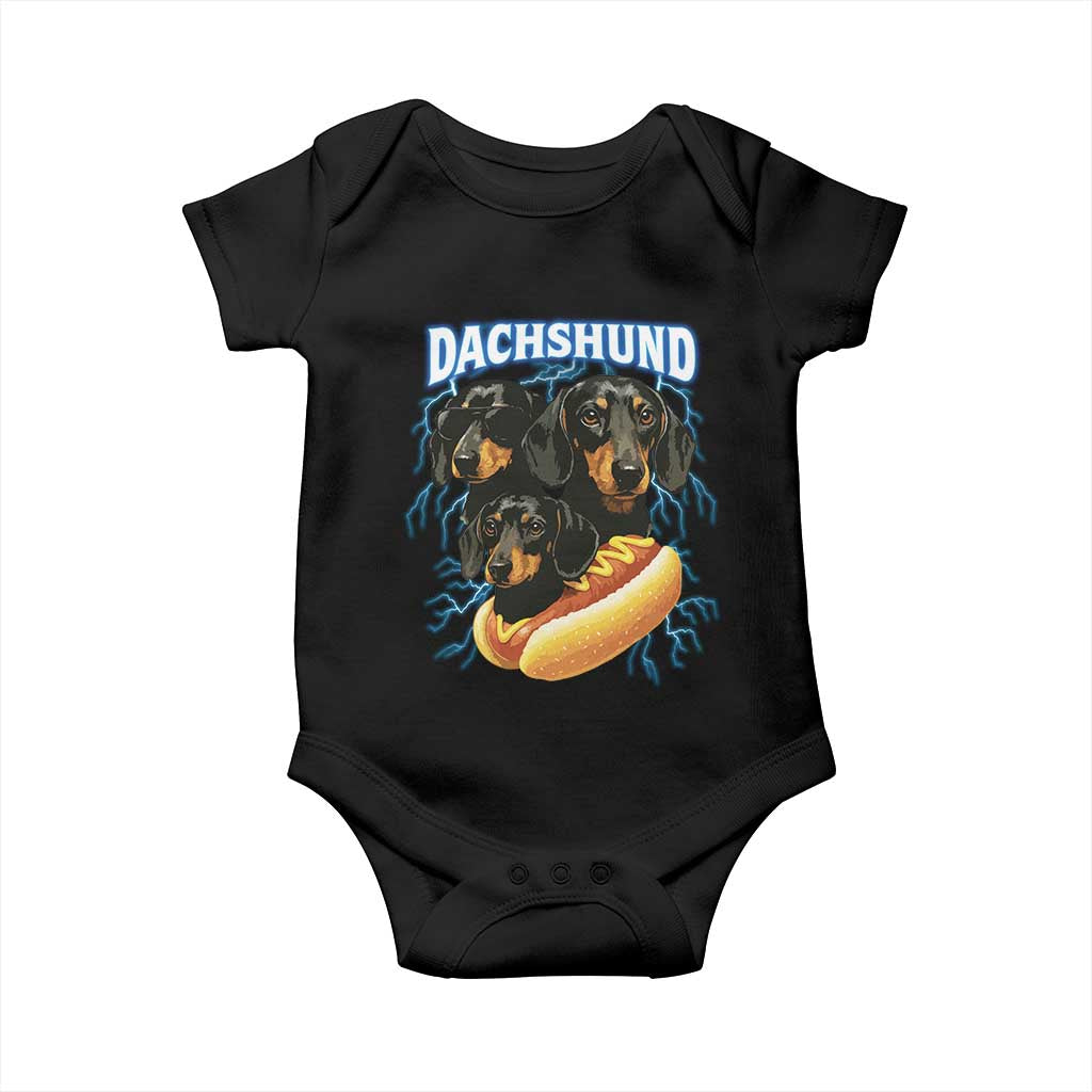 Dog Meme Baby Onesie Funny Dachshund Dog In A Hot Dog Costume TS12 Black Print Your Wear