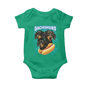 Dog Meme Baby Onesie Funny Dachshund Dog In A Hot Dog Costume TS12 Irish Green Print Your Wear