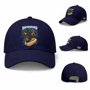 Dog Meme Baseball Cap Funny Dachshund Dog In A Hot Dog Costume TS12 Baseball Cap Universal Fit Dark Blue Print Your Wear