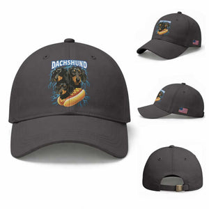 Dog Meme Baseball Cap Funny Dachshund Dog In A Hot Dog Costume TS12 Baseball Cap Universal Fit Dark Gray Print Your Wear