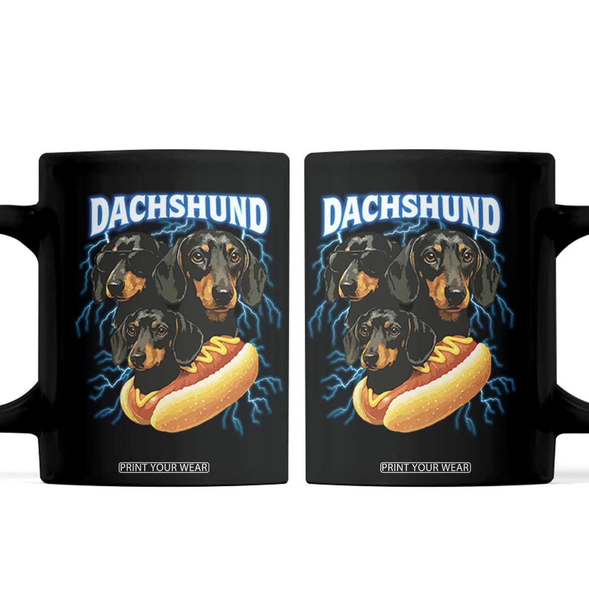 Dog Meme Coffee Mug Funny Dachshund Dog In A Hot Dog Costume TS12 Black Print Your Wear