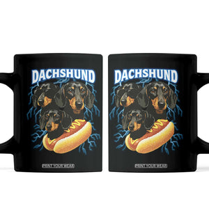 Dog Meme Coffee Mug Funny Dachshund Dog In A Hot Dog Costume TS12 Black Print Your Wear