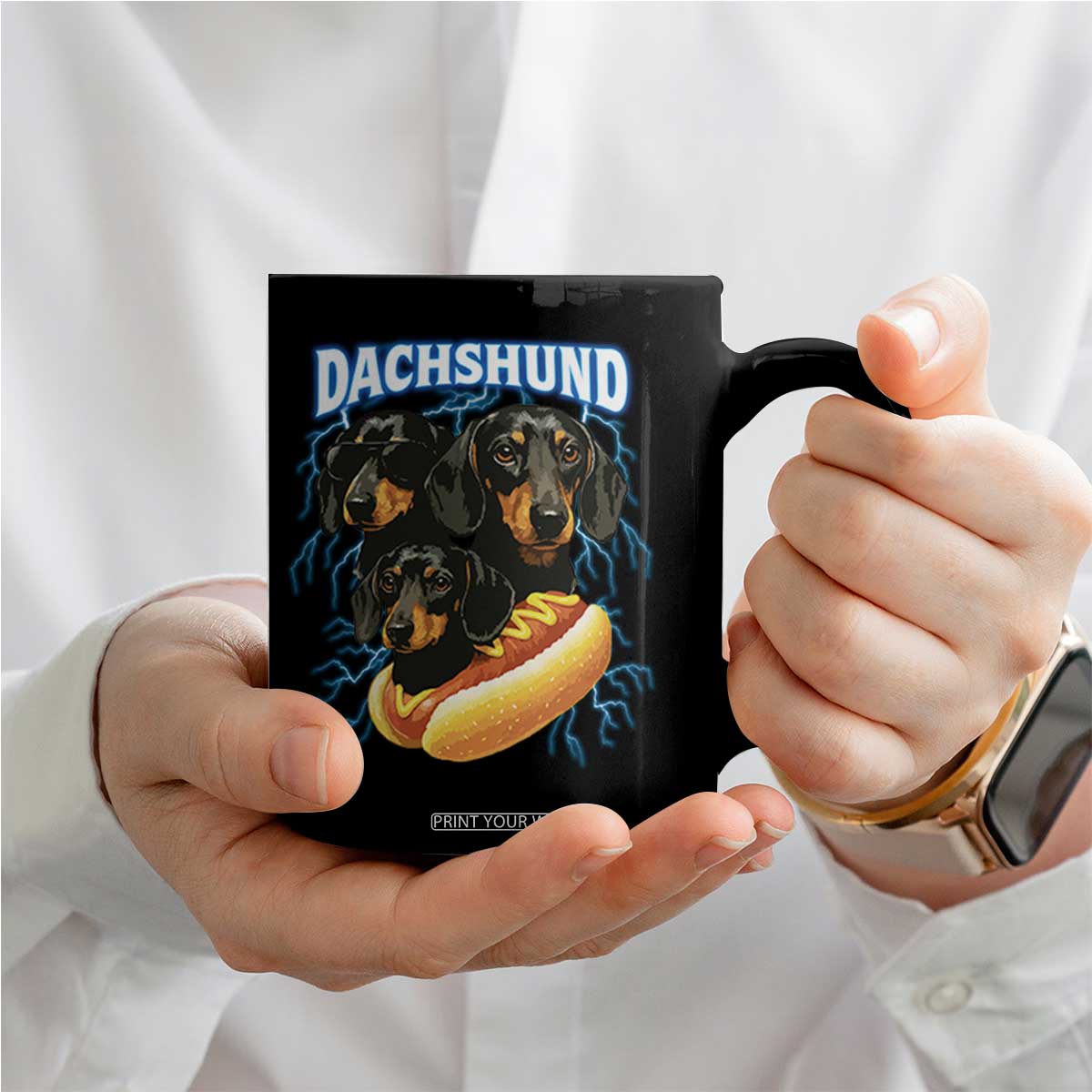 Dog Meme Coffee Mug Funny Dachshund Dog In A Hot Dog Costume TS12 Print Your Wear
