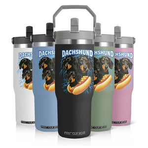 Dog Meme Flip Straw Tumbler Funny Dachshund Dog In A Hot Dog Costume TS12 Print Your Wear