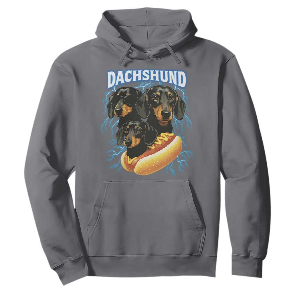 Dog Meme Hoodie Funny Dachshund Dog In A Hot Dog Costume TS12 Charcoal Print Your Wear
