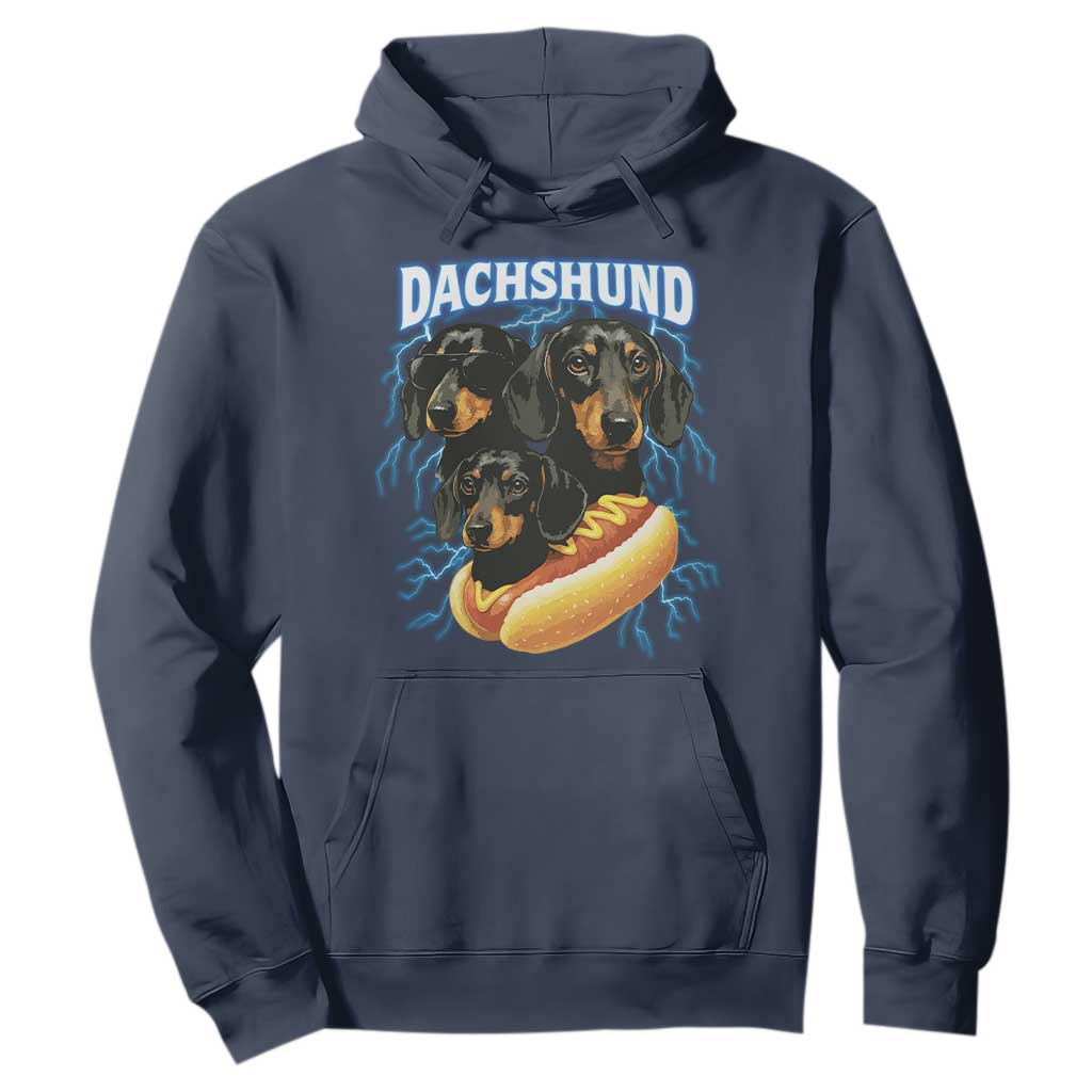Dog Meme Hoodie Funny Dachshund Dog In A Hot Dog Costume TS12 Navy Print Your Wear