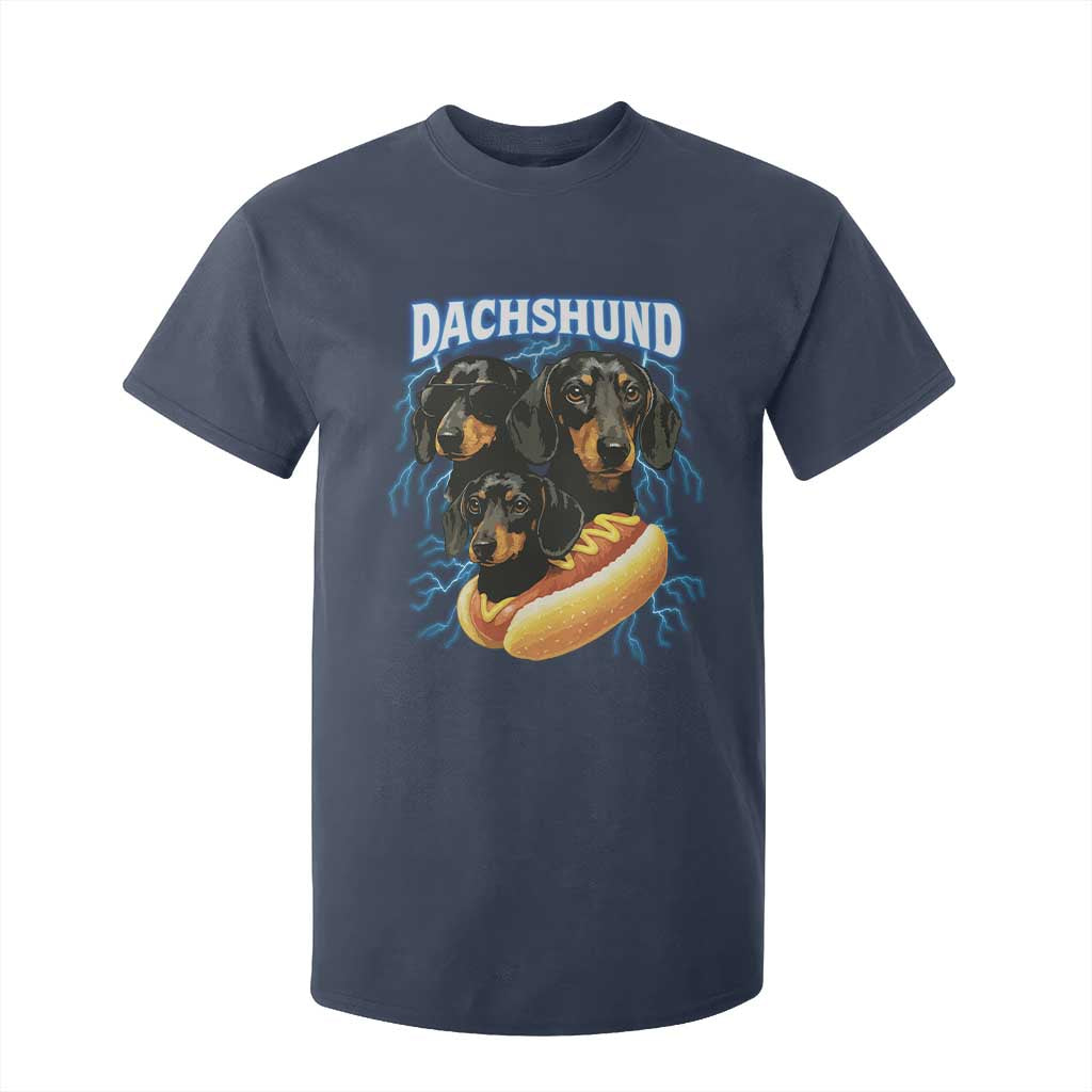 Dog Meme T Shirt For Kid Funny Dachshund Dog In A Hot Dog Costume TS12 Navy Print Your Wear