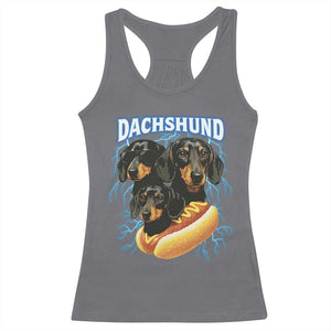 Dog Meme Racerback Tank Top Funny Dachshund Dog In A Hot Dog Costume TS12 Charcoal Print Your Wear