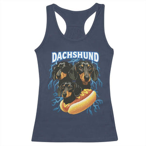 Dog Meme Racerback Tank Top Funny Dachshund Dog In A Hot Dog Costume TS12 Navy Print Your Wear