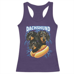 Dog Meme Racerback Tank Top Funny Dachshund Dog In A Hot Dog Costume TS12 Purple Print Your Wear